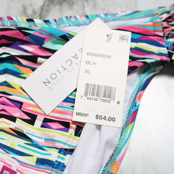 Kenneth Cole Bikini Bottom Tribal Print Shirred Hipster Sash Tab Swim XL NWT - Picture 7 of 10